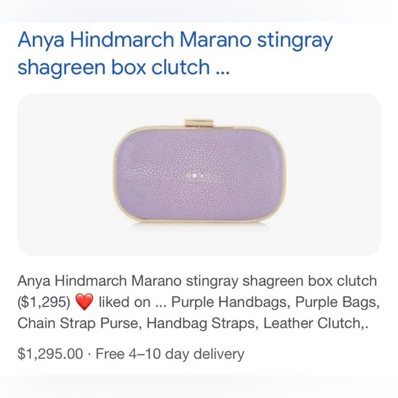 ANYA HINDMARCH PURPLE MARANO GLITTER-FINISHED BOX CLUTCH EUC - Picture 2 of 12